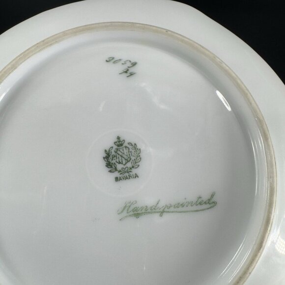 P T Bavaria Tirschenreuth Germany Porcelain Hand Painted Nappy Dish Plate Handle - Picture 6 of 14